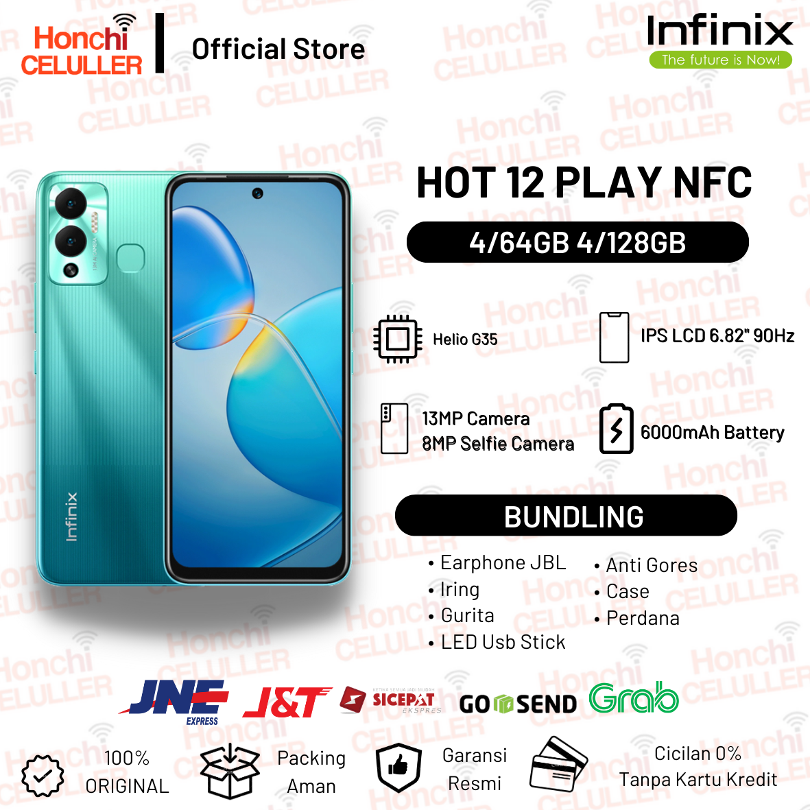 Infinix Hot 12 Play NFC 4/128GB 4/64GB Garansi Resmi Infinix Indonesia Original Harga  1,449,000 Ringgit*Penghantaran Percuma