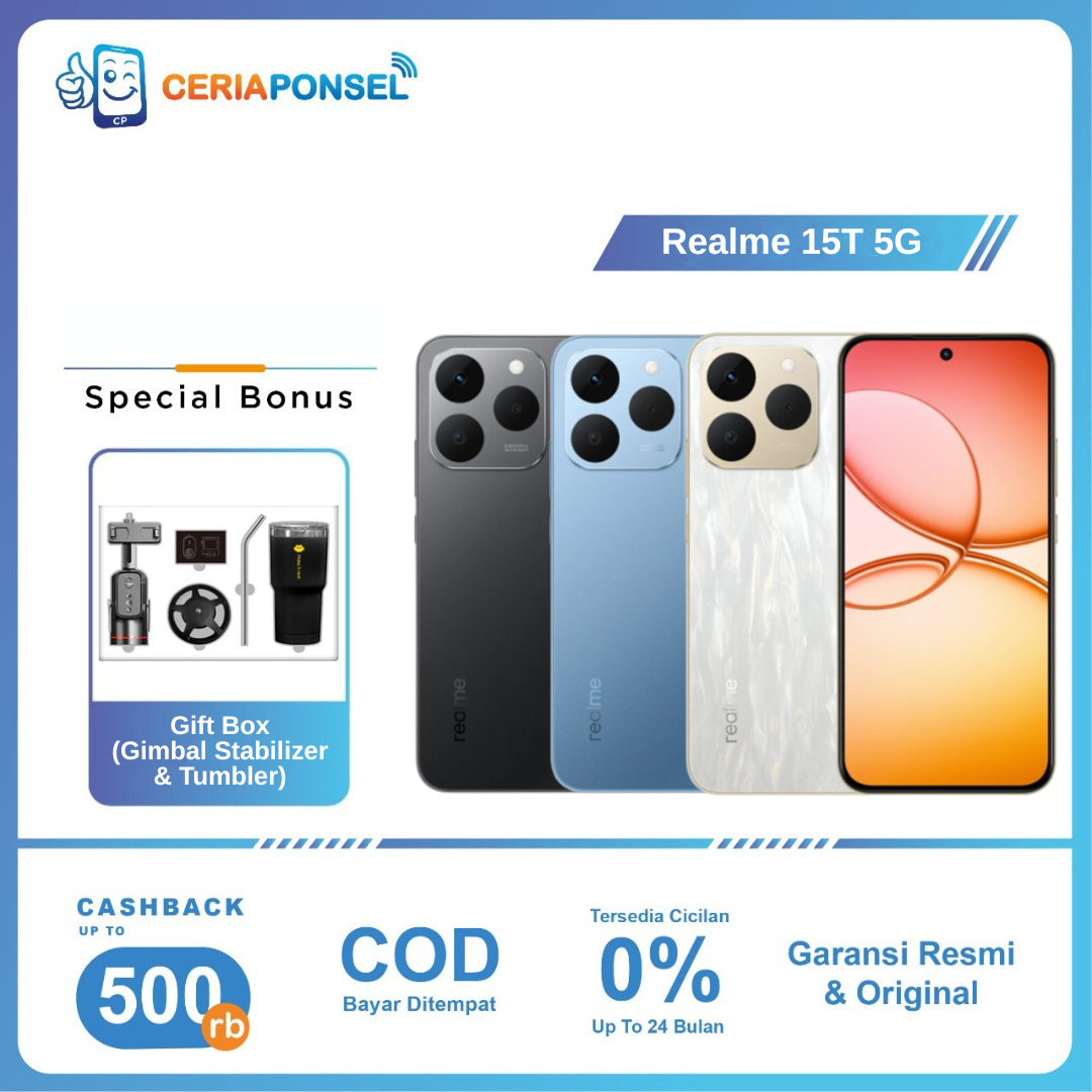 Realme 15T 5G 8/128GB & 8/256GB dimensity 6400 AMOLED 50MP 7000mAh | realme official warranty 1 year Harga  3,440,000 Ringgit*Penghantaran Percuma
