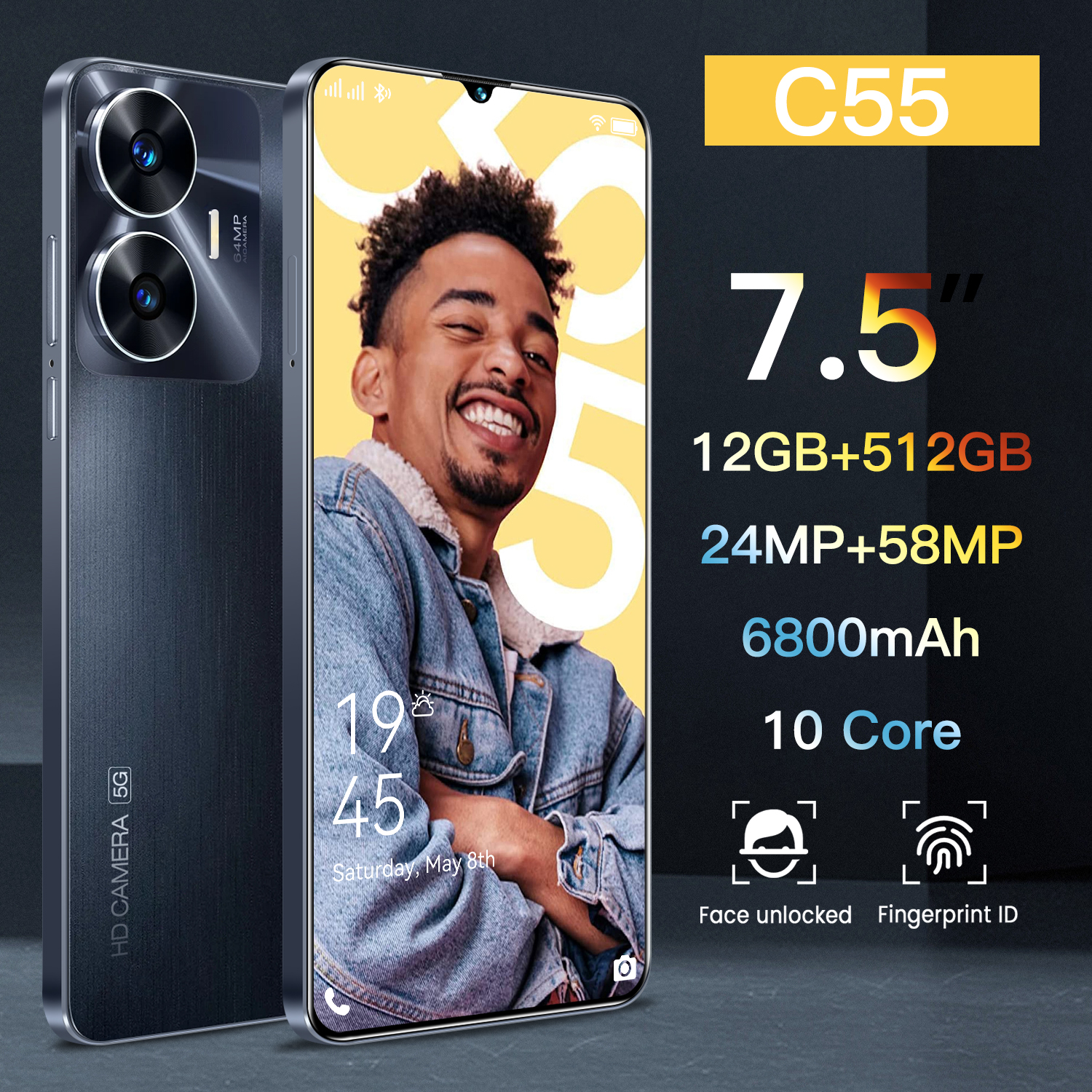 【Bisa COD】5G HP Murah C55 12GB+512GB | 256GB (58MP AI Camera | Up to 12GB Dynamic RAM | 33W SUPERVOOC Charge | 6800mAh Battery )Garansi Resmi Promo Cuci Gudang Ponsel Baru Original Harga  1,069,000 Ringgit*Penghantaran Percuma