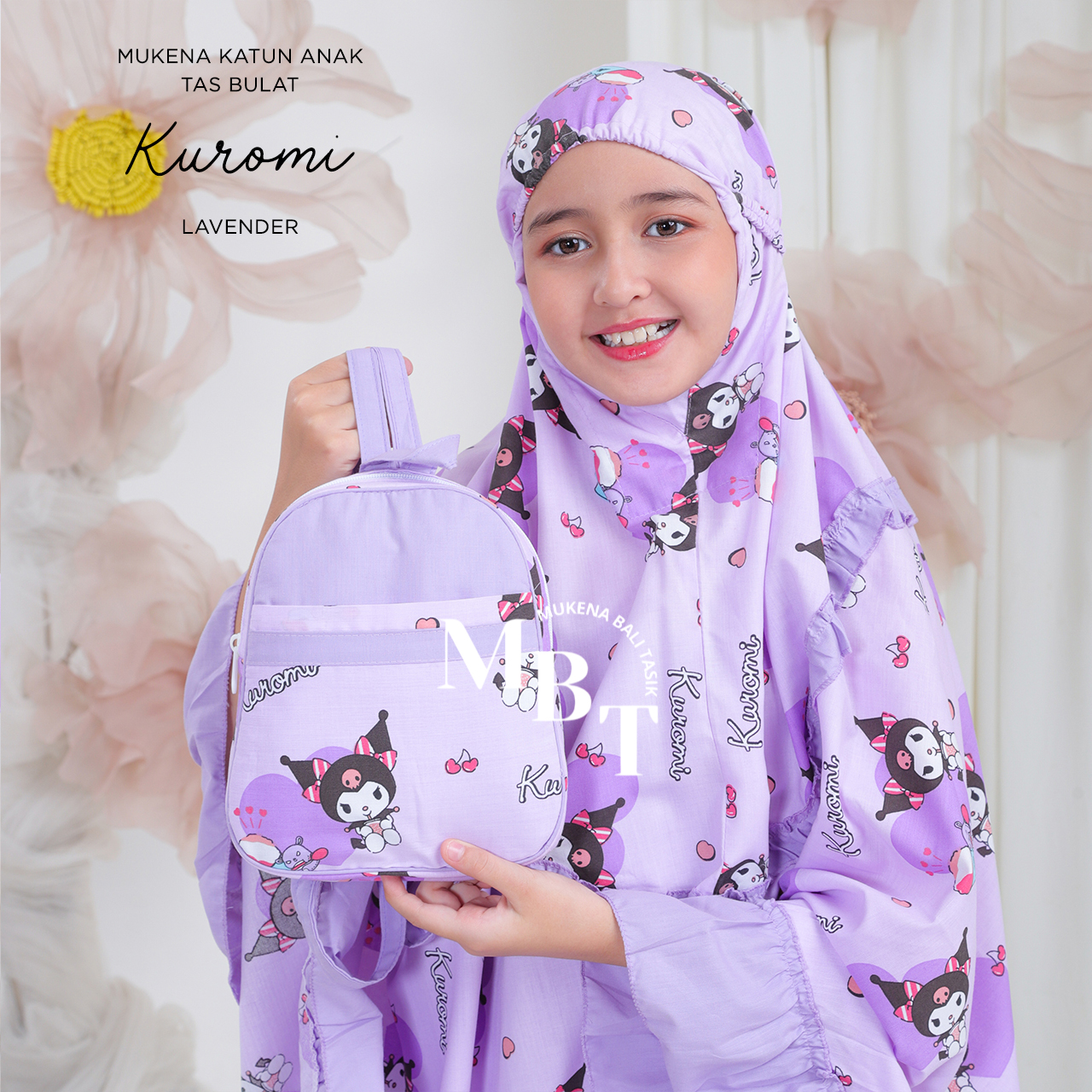 Mukena Bali Tasik-Mukina cotton children round bag Kuromi โ Kuromi rayon 2in1