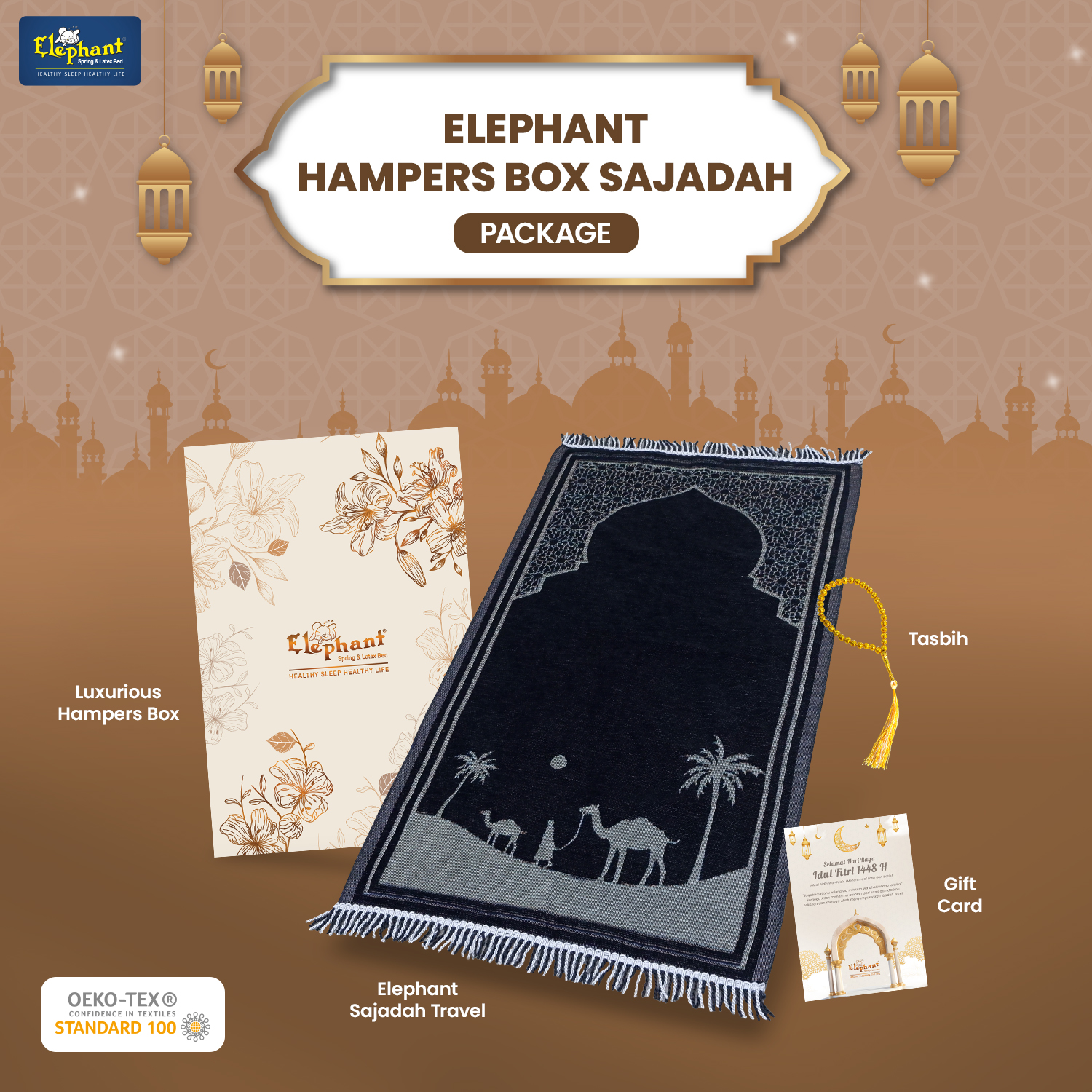 Elephant Hampers Box Premium Turkish Travel Prayer Mat | Eid Prayer Mat hadiah | pernikahan hadiah