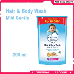 Cussons Baby Hair Body Wash Mild Gentle Refil 200ml - Sabun Mandi Bayi - Kids Baby Shop