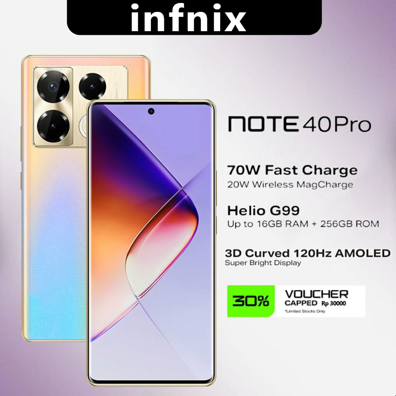 New product promotion infnix note40 pro NFC 7.5 lnci handphone RAM 16GB/rom1tb 8000mAh battery, Al triple camera. HD + eye-care display, 3D sleek design Kamera dual SLM dual 5G WiFi smartphone handphone Bisa cod, HP hote30 Giá 949,000 Đồng*Miễn phí vận chuyển
