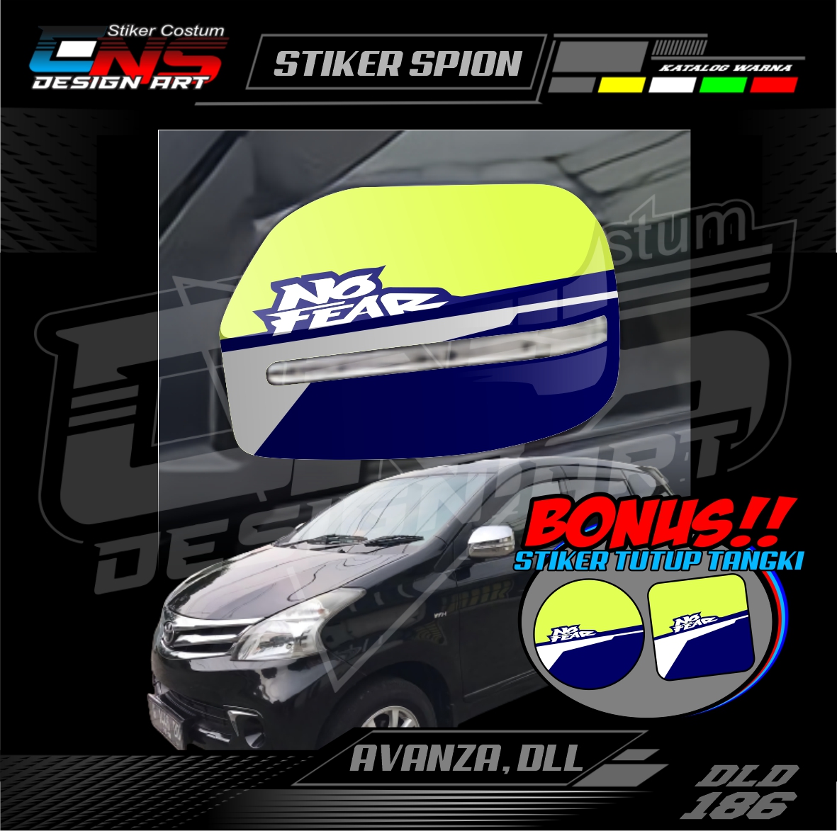 Stiker Spion Mobil Toyota Avanza NO FEAR Custom Semua Mobil Stiker Spion Pick Up Stiker Print Stiker Vinyl Stiker Kata Keren Stiker Cewek Vector Hijab - Bisa Request Harga 56,900 rupiah*Gratis Ongkir