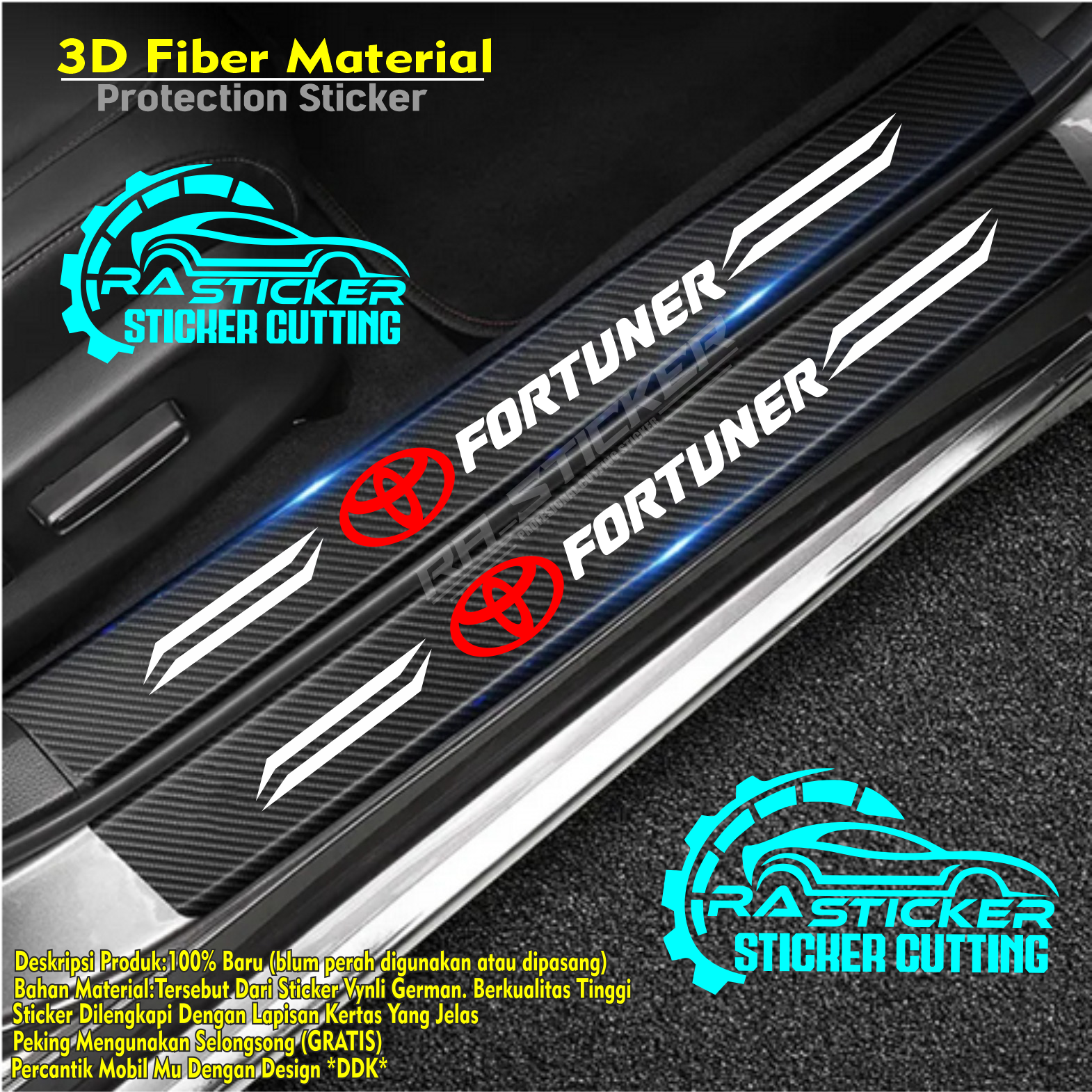 4Pcs Sticker Pelindung Sill Plate / Stiker Pelindung Pijakan Lantai Pintu Mobil / Universal Carbon Fiber Car Door Step Sill Plate Mobil Sticker Harga 30,000 rupiah*Gratis Ongkir