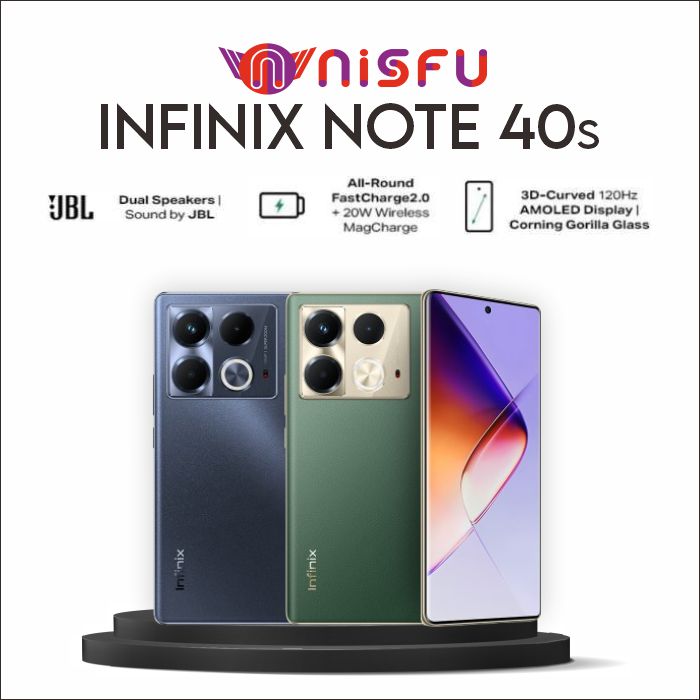 INFINIX NOTE 40S Ram 8+8GB / Rom 256GB Kamera Utama 108MP OIS - Baterai 5000 mAh - NFC Harga  2,849,000 Ringgit*Penghantaran Percuma