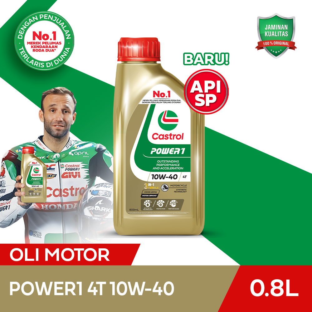 Oli Mesin Motor Castrol POWER1 4T 10W-40 (0.8L) Harga 65,200 rupiah*Gratis Ongkir