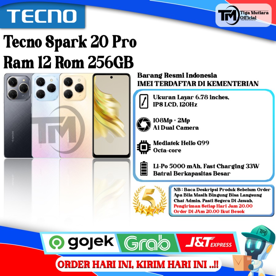 Tecno Spark 20 Pro Ram 12 Rom 256GB Giá 1,999,000 Đồng*Miễn phí vận chuyển
