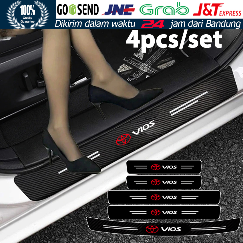 TOYOTA VIOS Carbon 3D Door Sill Plate Guard Pelindung Pijakan Injakan Kaki Pintu Mobil Set Harga 12,000 rupiah*Gratis Ongkir