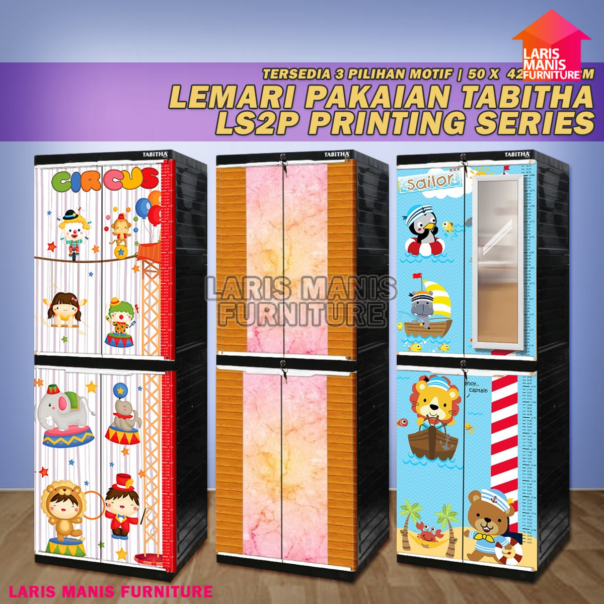 Wardrobe Tabitha 4 stacking LS2P motif printing character kids cabinet newest Harga 233,500 rupiah*Gratis Ongkir
