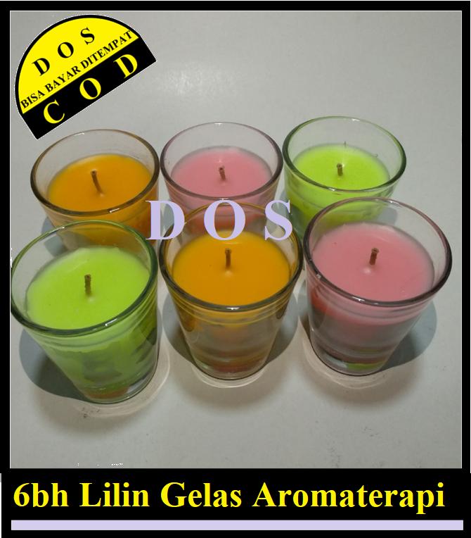 DOS 6bh Lilin kecil Aromaterapi aromaterapi candle lite dengan wadah gelas sloki aneka warna