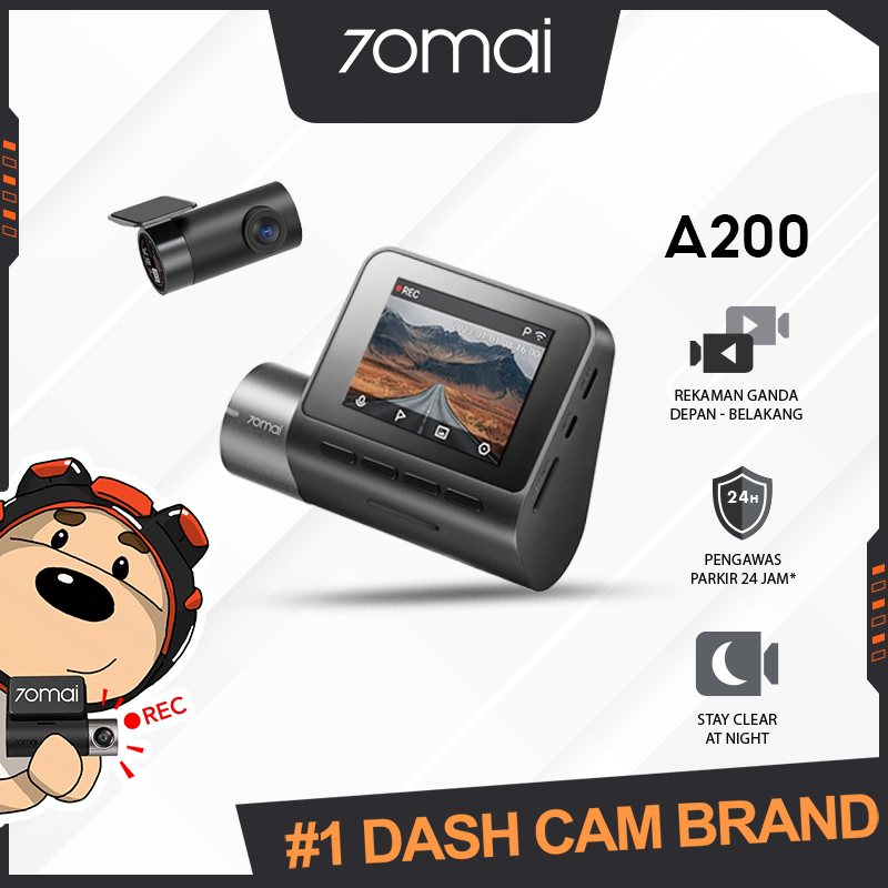 70mai Dash Cam A200 Set Dual-Channel 1080P HDR Fov 130° 70mai Night Owl Vision Harga 1,598,000 rupiah*Gratis Ongkir