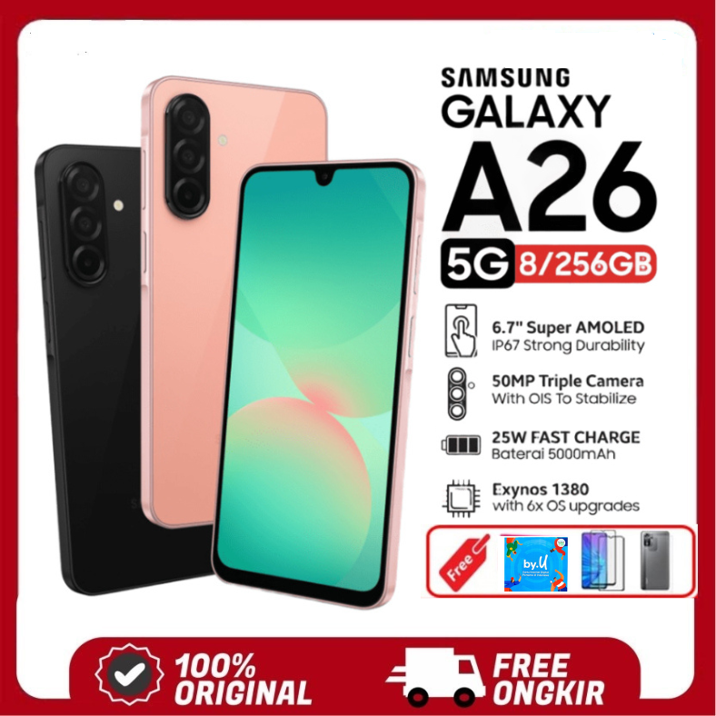 Samsung Galaxy A26 5g 8/256Gb 50Mp Main Camera Exynos 1380 with Awesome Intelligence Warranty - Black Harga 3,000,000 rupiah*Gratis Ongkir