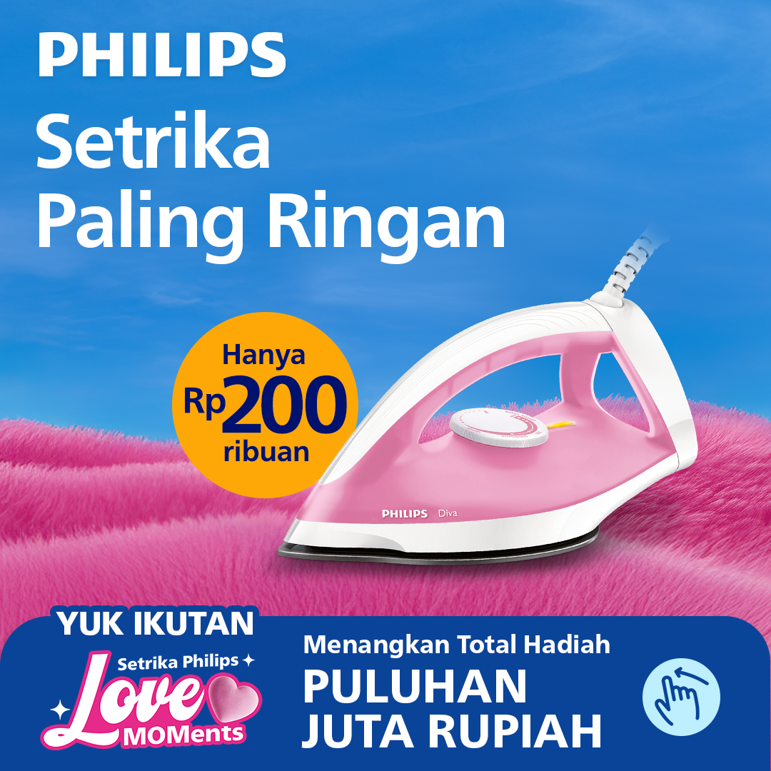 [Extra Discount 20K] Philips Diva Dry Iron Gc122/47 Pink - Cheap Promotional Iron, Non-Stick Ironing Soleplate, Durable Harga 204,000 rupiah*Gratis Ongkir