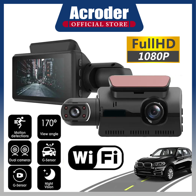 Acroder Car Dashcam 1080P Wifi Dual Lens Night Vision 3-Inch Ips Screen G-Sensor 170 ° Loop Recording Harga 279,000 rupiah*Gratis Ongkir