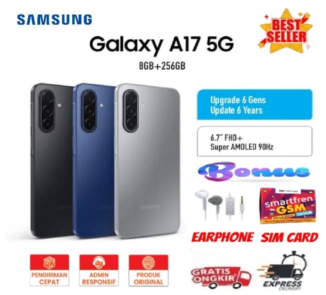 Samsung Galaxy A17 5g 8/256Gb | Exynos 1330 (5Nm) | 6.7 Inch Super Amoled Screen | Al Circle to Search | Gorilla Glass Victus Ip54 | Warranty | Full Set Harga  3,300,000 Ringgit*Penghantaran Percuma