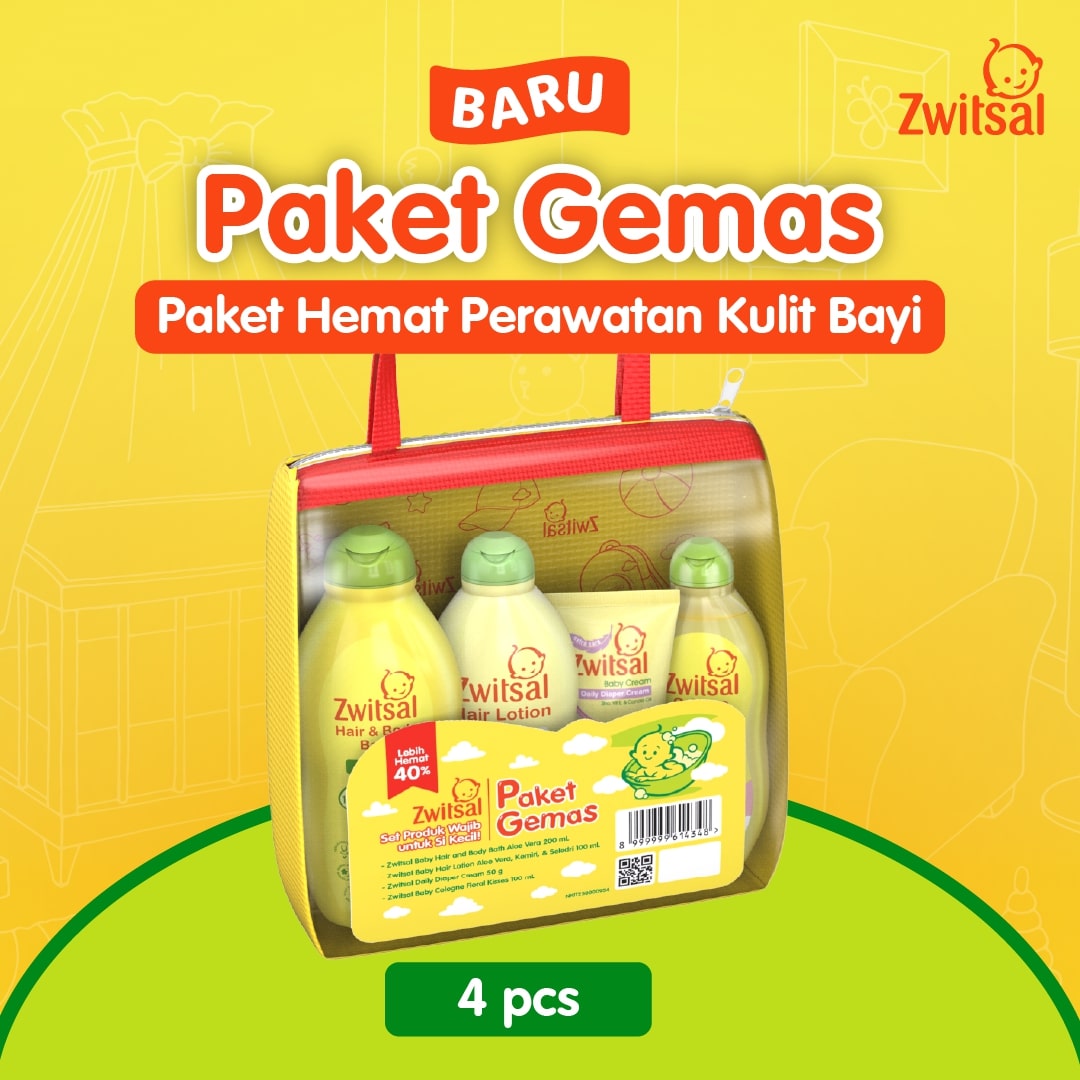 Zwitsal Paket Gemas - Paket Perawatan Kulit Bayi Gratis Pouch - Gift Set Hampers Travel Perlengkapan Bayi