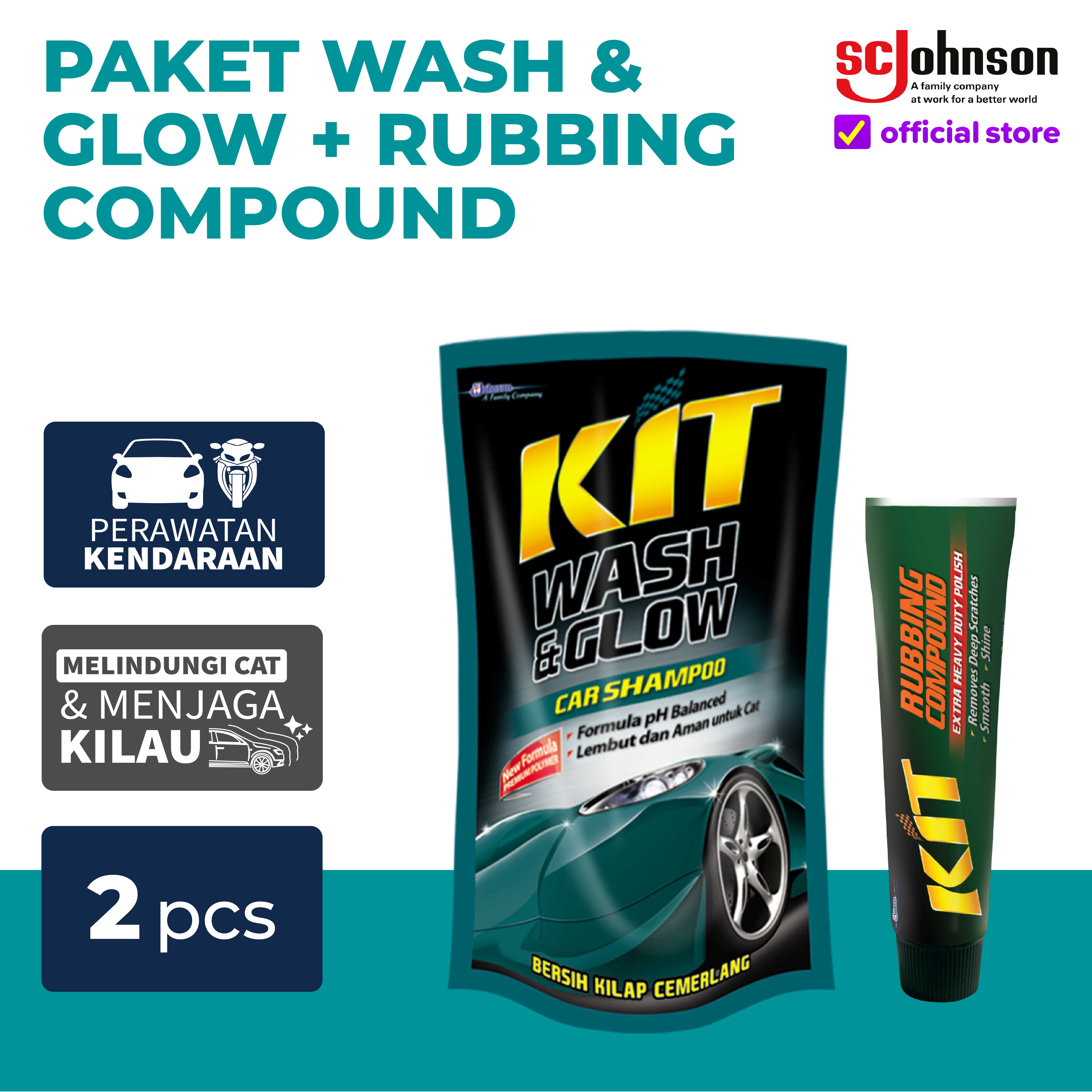Paket KIT Wash & Glow Pouch 720mL + KIT Rubbing Compound 60gr Harga 29,210 Ringgit*Penghantaran Percuma