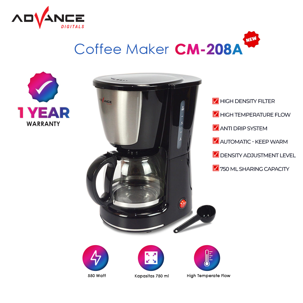 Coffee Maker Advance CM208A 750Ml Mesin Pembuat Kopi Elektrik Garansi resmi advance 1 tahun