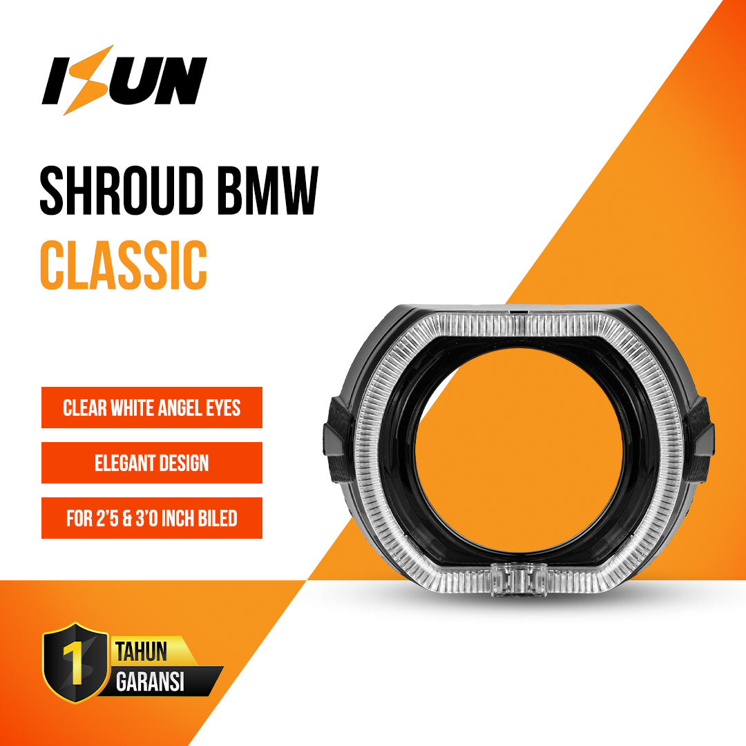 Isun Shroud Bmw Classic for 2.5 Inch or 3.0 Inch Biled Projector Black Glossy Dimming Mode Dc12V Harga 55,000 rupiah*Gratis Ongkir