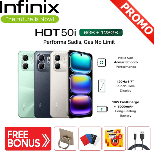 Infinix Hot 50I 6/128Gb - up to 12Gb Extended Ram Harga  1,254,000 Ringgit*Penghantaran Percuma