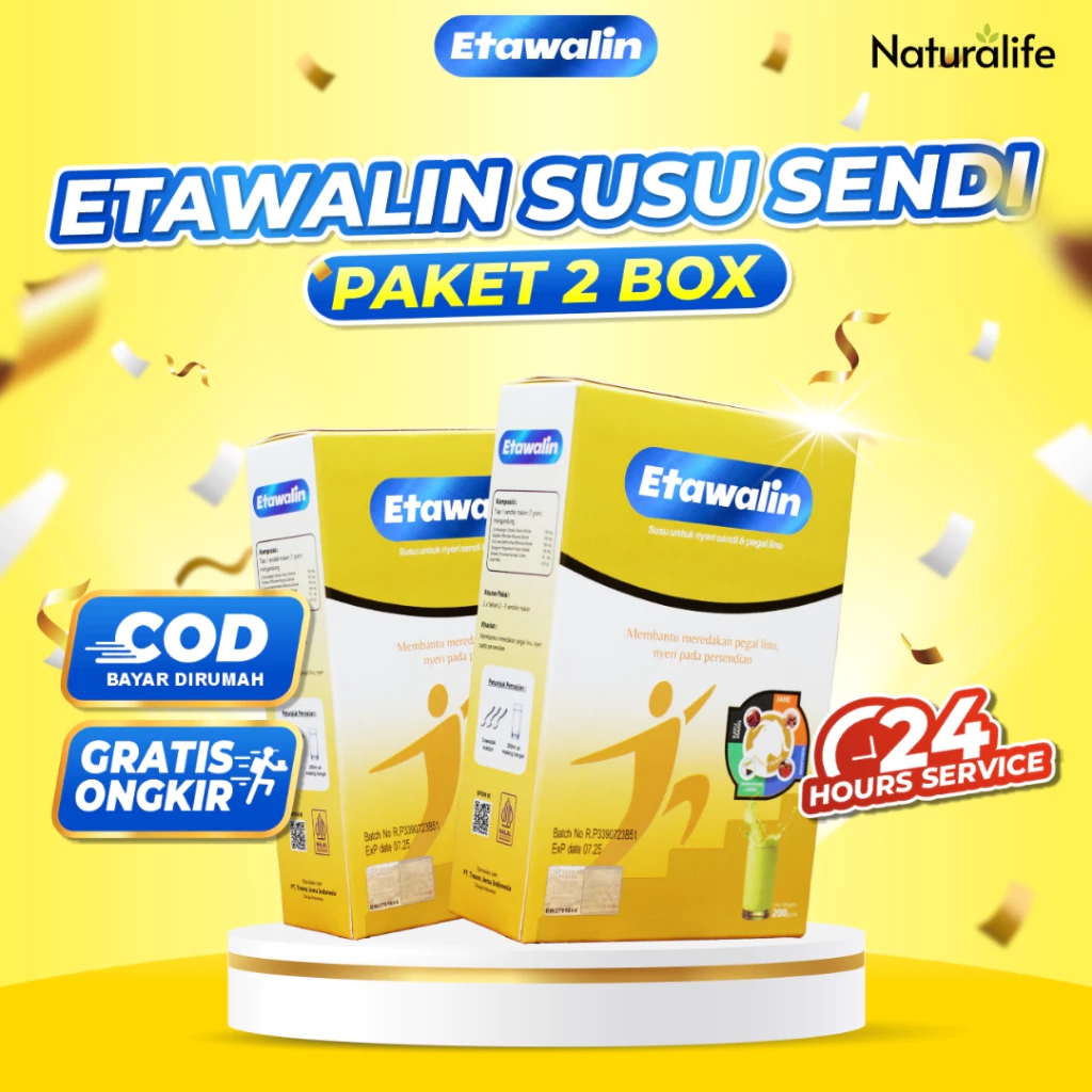Paket 2 Box Susu Etawalin Original Ori - Susu Etawa Bubuk Atasi Nyeri Pinggang Sendi Lutut Osteoarthritis Rematik Asam Urat Osteopor - Merek ETAWALIN Harga 190,000 rupiah*Gratis Ongkir