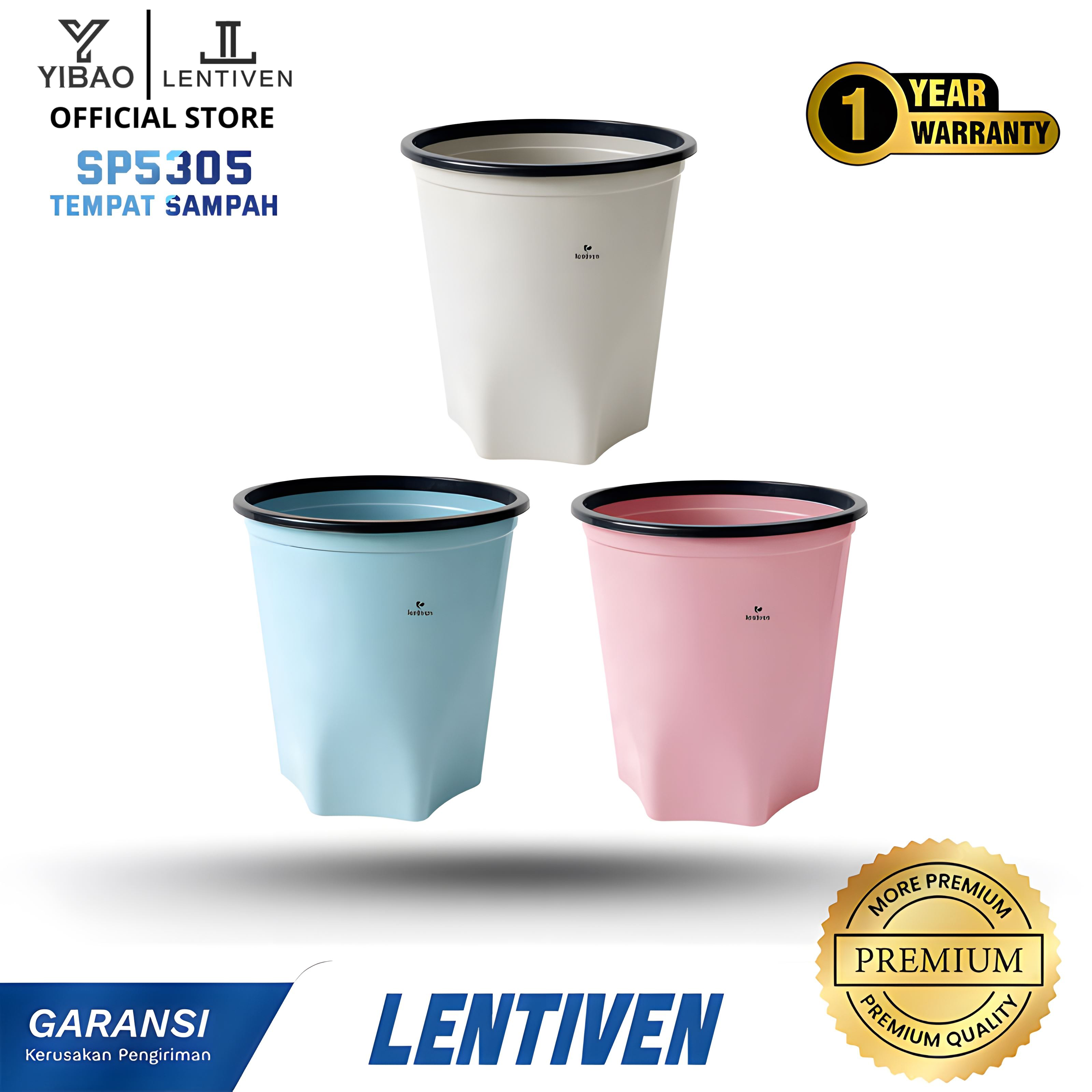 Yibao lentiven minimalist trash can garbage box living room kitchen bathroom trash can round trash can sp5305 Harga 45,000 rupiah*Gratis Ongkir