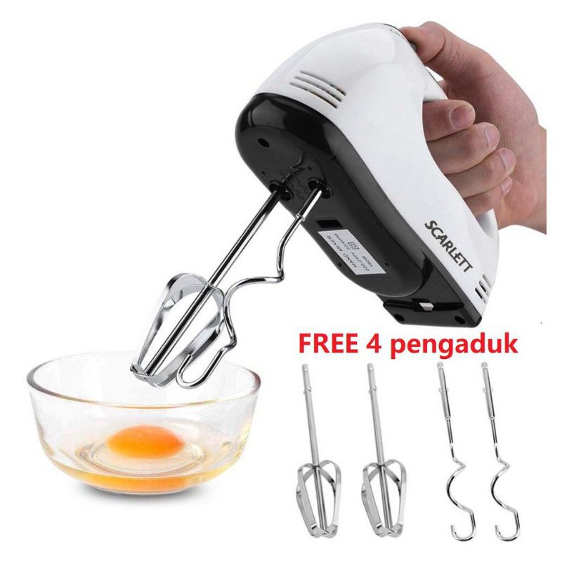 HAND MIXER TANGAN ELEKTRIK SCARLETT SPEED FREE BUAH PENGADUK