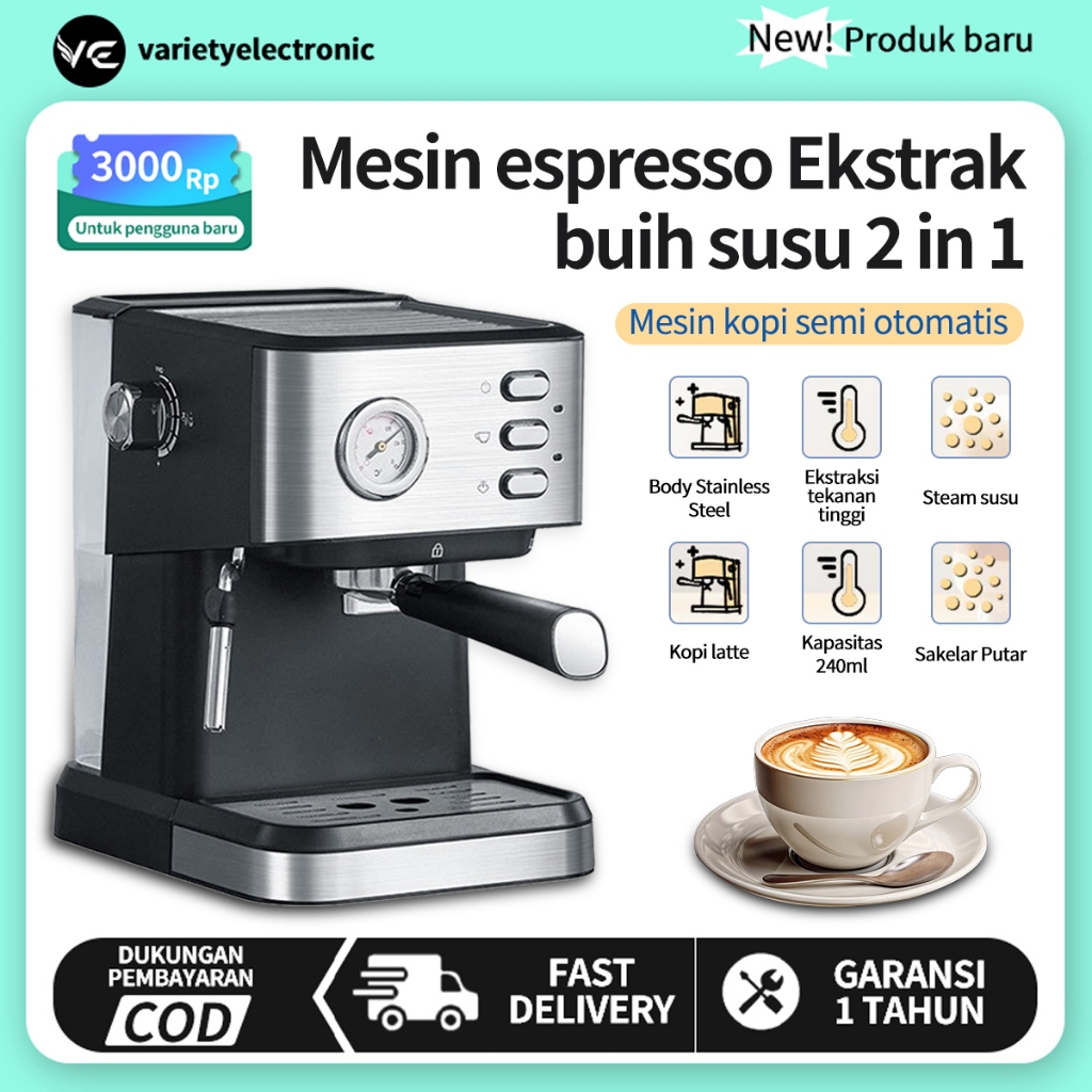 Espresso coffee maker/coffee machine/coffee machine espresso coffee maker frothing 1050W 1.5L