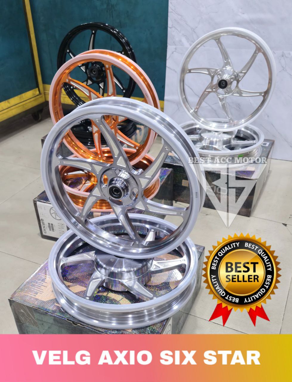 VELG AXIO SIX STAR MIO SPORTY VARIO 110 VARIO 125 150 BEAT SCOOPY GENIO MIO SOUL NMAX NEW Original VELG RACING VARIO MIO BEAT Harga 1,510,000 rupiah*Gratis Ongkir