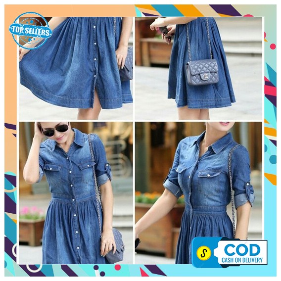 Dress Denim Wanita Kekinian 2021 Busui 