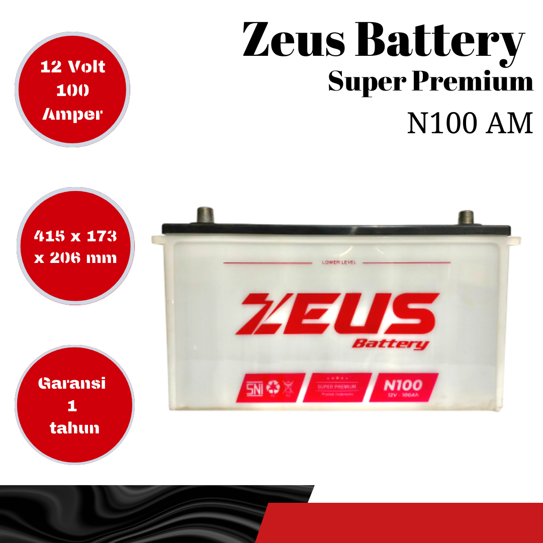Aki mobil Zeus Battery N100 (95E41R)LM 100 Ah Toyota Dyna Harga 1,344,000 rupiah*Gratis Ongkir