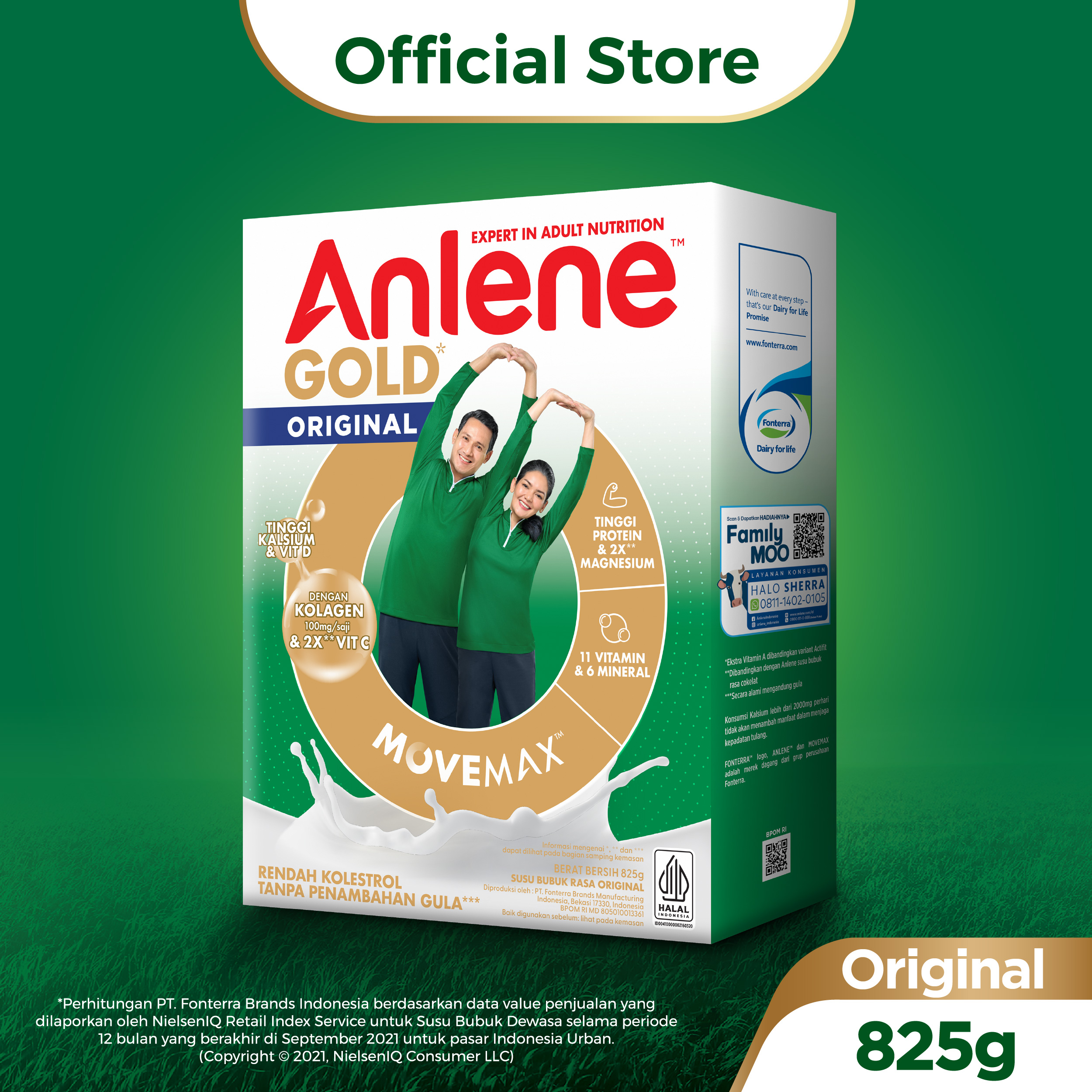 Anlene Gold 5X Susu Bubuk Dewasa Original 825gr - Nutrisi Tinggi Kalsium Untuk Tulang, Sendi, dan Otot - Merek Anlene Harga 132,369 rupiah*Gratis Ongkir