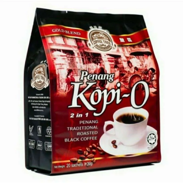 Coffee Tree Penang Kopi O 2in1 Penang Traditional Roasted Black Coffee 20 X 30 Grams