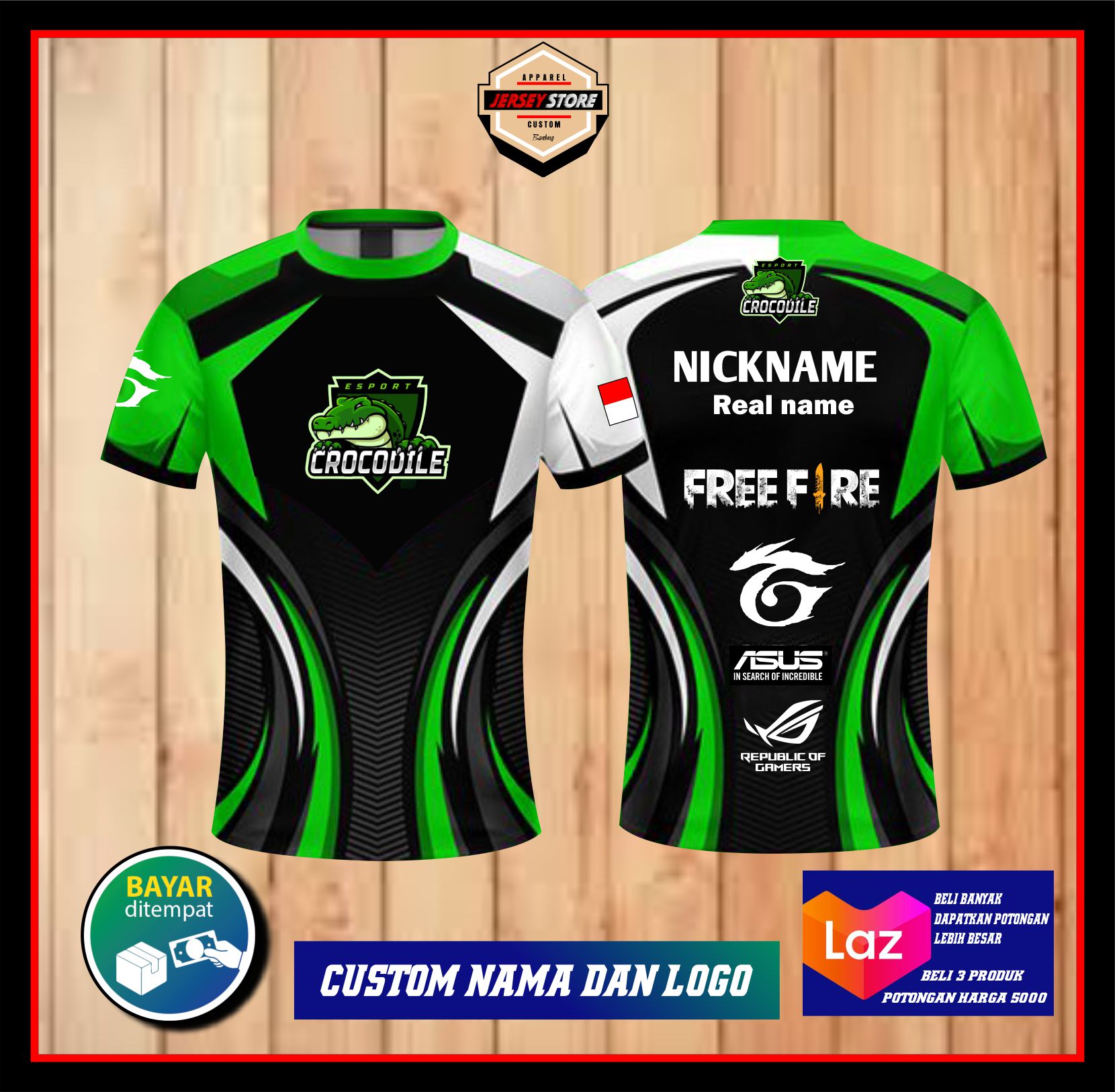KAOS JERSEY ESPORT KEREN BISA KUSTOM LOGO NAMA TIM KM PUBG MLBB FREE