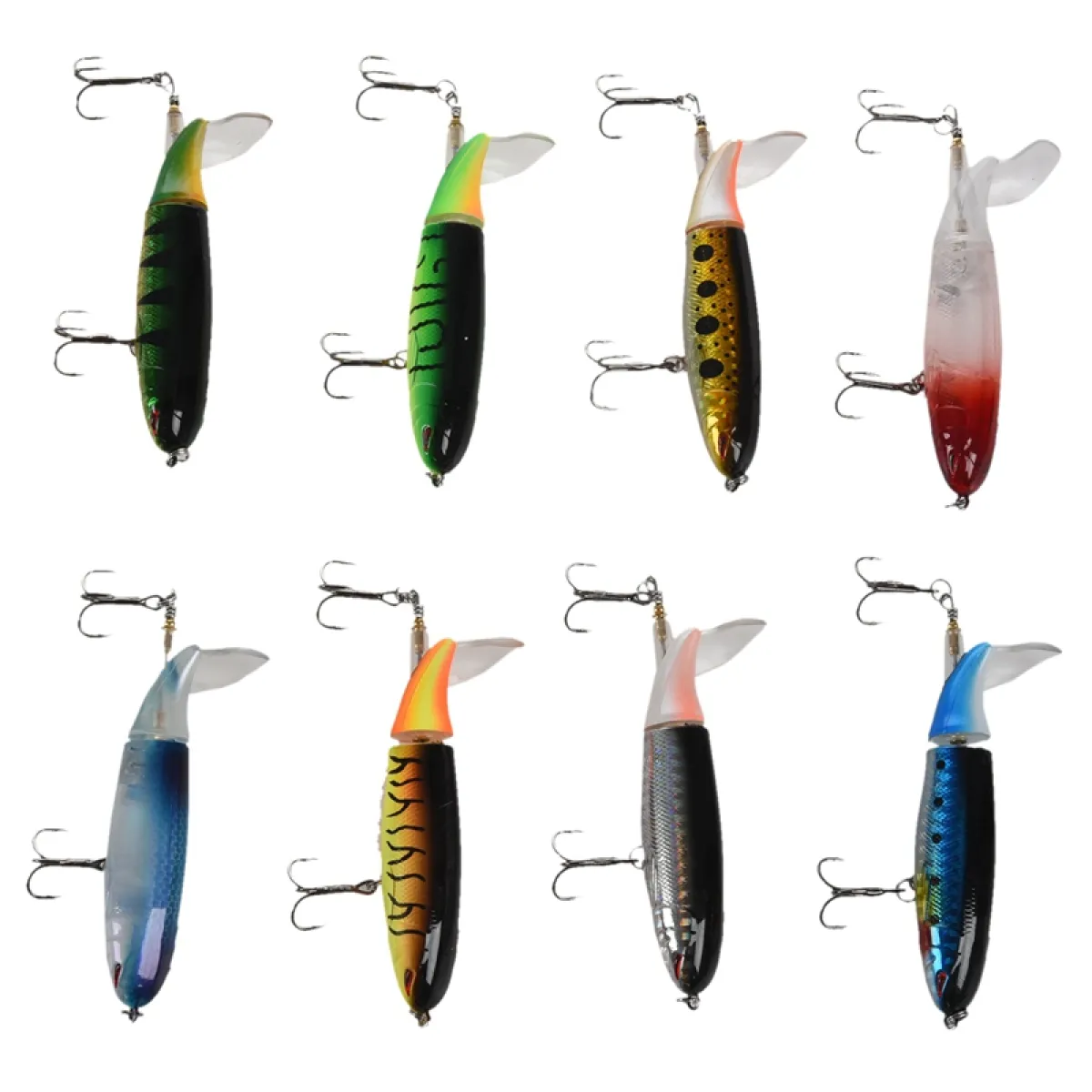 8pcs Fishing Topwater Lures Fishing Lure Rotating Tail Bait for Seabass Pike