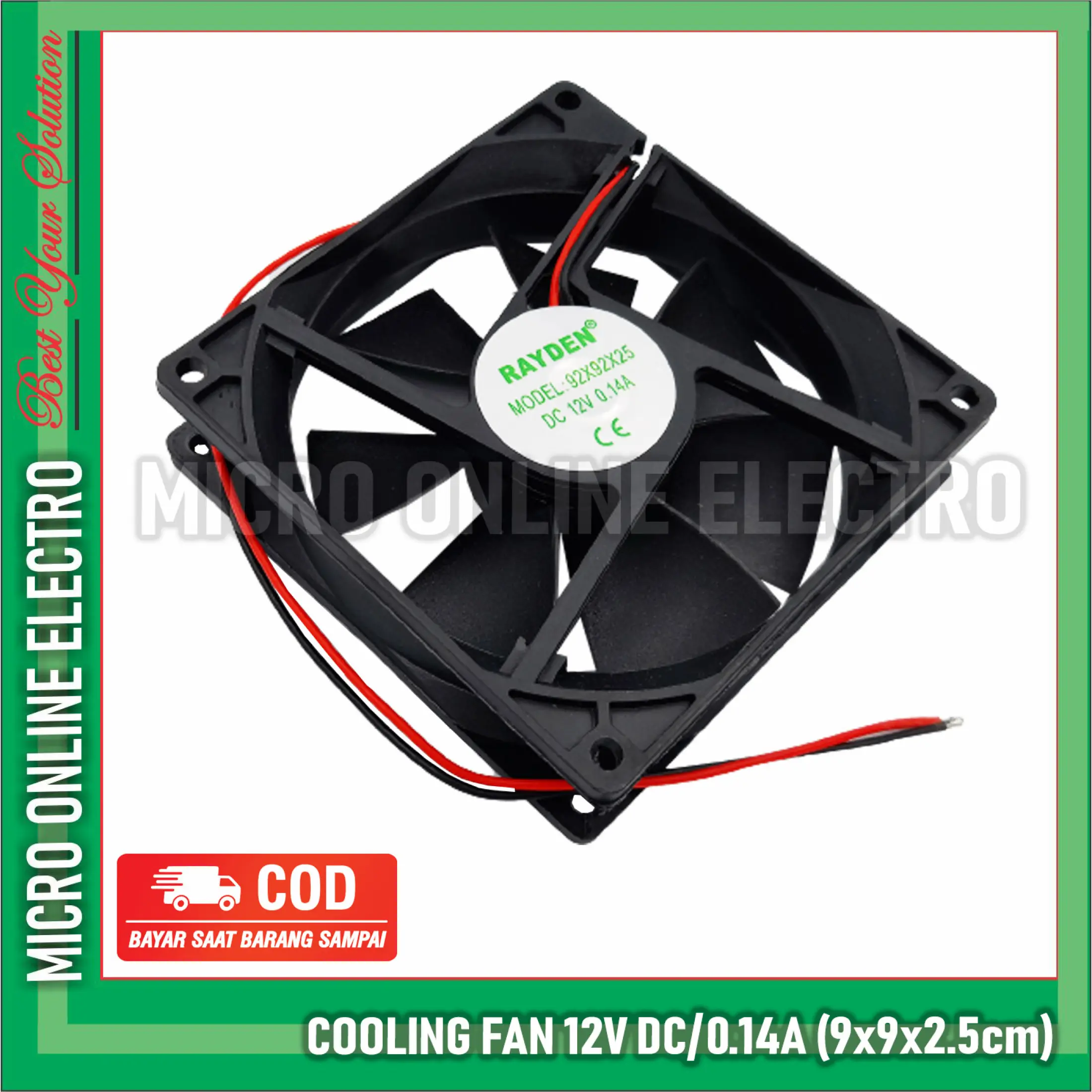Cooling Fan 12v Dc 014a 9 X 9 X 25cm Kipas Casing Cpu 12v Dc Fan