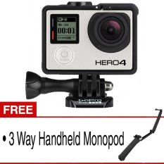 GoPro Hero 4 - 12MP - Silver + Gratis 3 Way Handheld Monopod