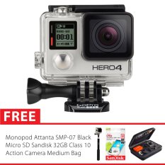 Gopro Hero 4 Silver Free Tongsis Attanta Smp 07 + Gratis Sandisk Ultra 16 GB + Medium Bag