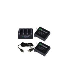 GoPro hero 4 Smatree Replacement Battery 2-Pack and 3-Channel Charger - 1290mAh + USB Cord