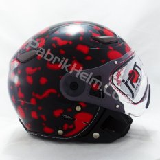 JPN Helm KP08 Motif Dalmation Hitam - Merah