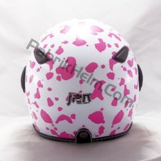 JPN Helm KP08 Motif Dalmation Putih - Pink