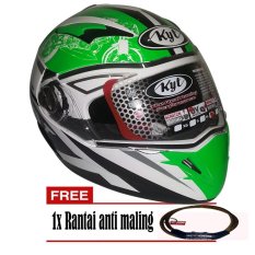 KYT Alpha Venom - Putih-Hijau-Hitam + Gratis Rantai Anti Maling