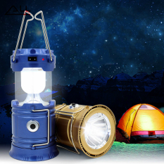 Lampu Lantera Camping Tenaga Matahari dengan Senter LED - Blue