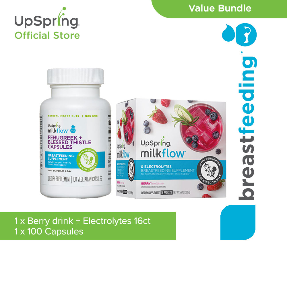 Upspring Milk Booster Fenugreek And Blessed Thistle Lactation Supplement  For Breastfeeding (16 Sachets X Berry+ Electrolytes + 100 Capsules) |  Lazada Indonesia