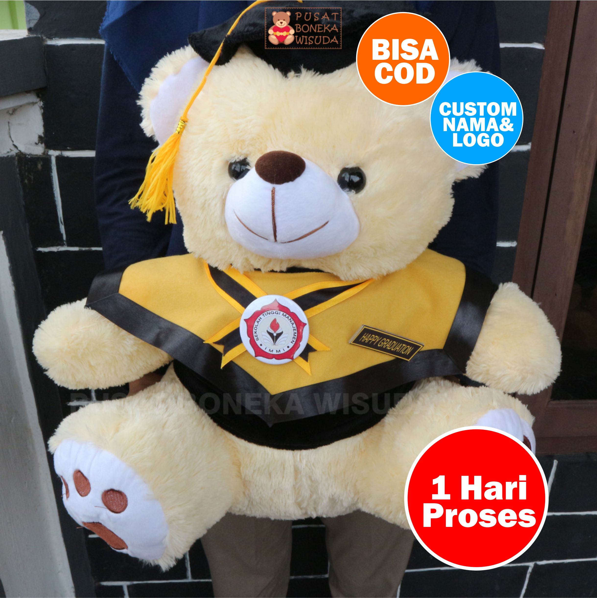 Boneka Wisuda Teddy Bear Jumbo ukuran L Hadiah Kado wisuda Kelulusan Sekolah Kampus Kado Hadiah Besar…