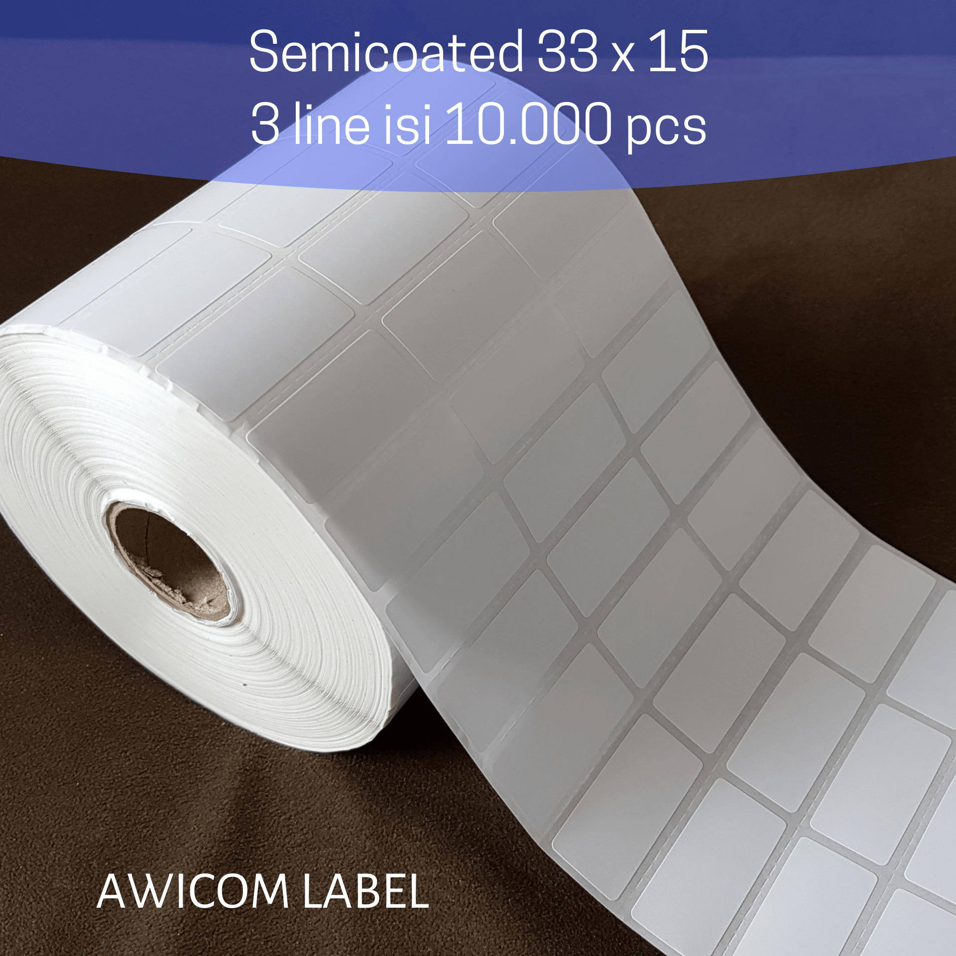 Label Barcode Semicoated 33x15 33 x 15 mm 3 line core 1" isi 10000 Harga 54,150 rupiah*Gratis Ongkir