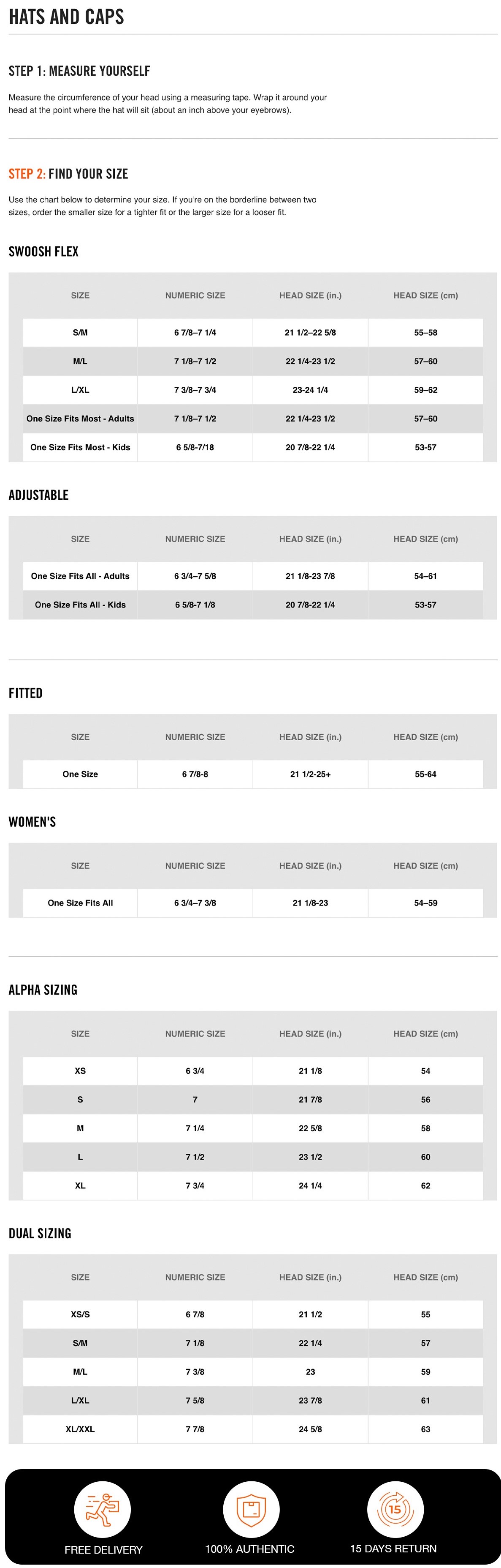 Hat Size Chart Nike Cap Xl Fitted Hat Size Chart