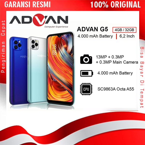 ADVAN G5 Smartphone 4GB/32GB Layar 6,2 Inch Baterai 4.000 mAh BISA COD GARANSI RESMI