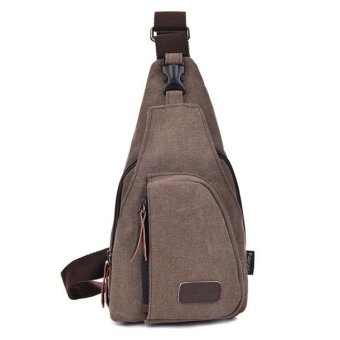 Tas Sandang Kanvas Messenger Bag Pria Men - Cokelat